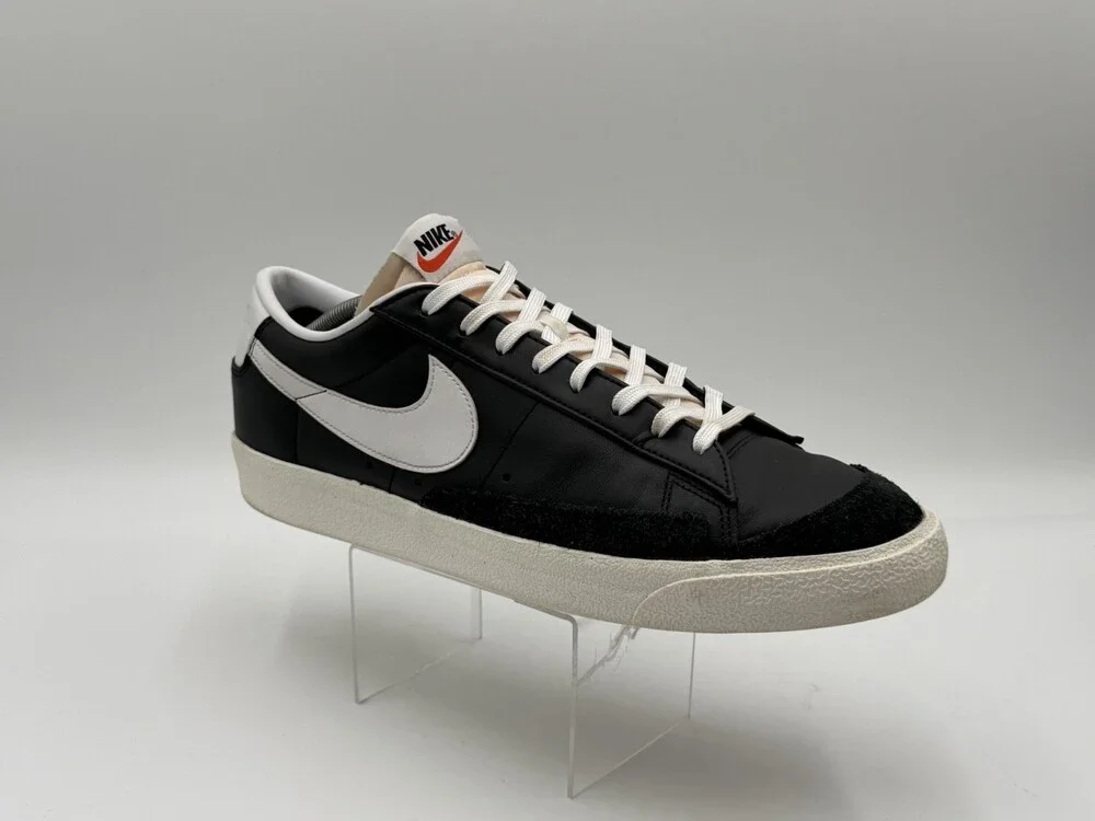 Nike Blazer Low 77  Mens Size 13 Black White Leather Skate Shoes Sneakers